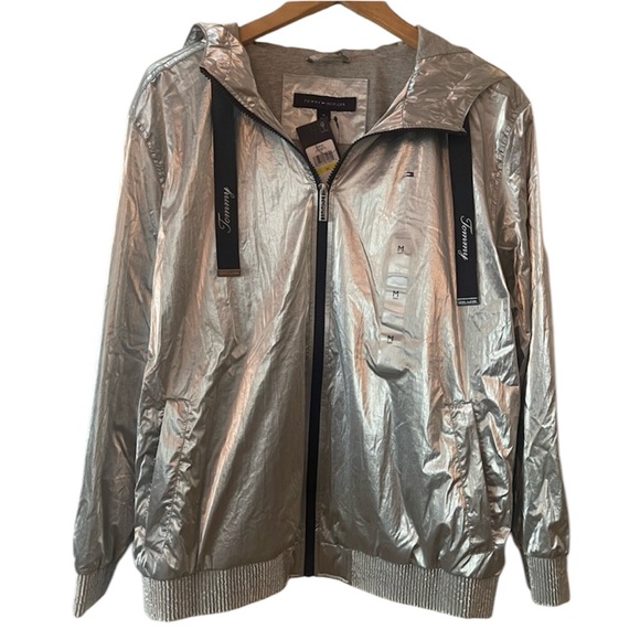 Tommy Hilfiger Jackets & Blazers - Tommy Hilfiger Silver Windbreaker Hooded Jacket